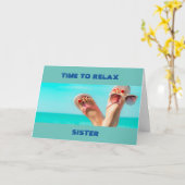 ***VERJAARDAGWENSEN VOOR ZUSTER OP HET STRAND** KA KAART (Gele Bloem)