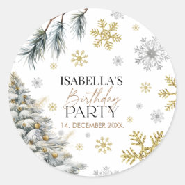 Verjaardagwinter Ronde Sticker