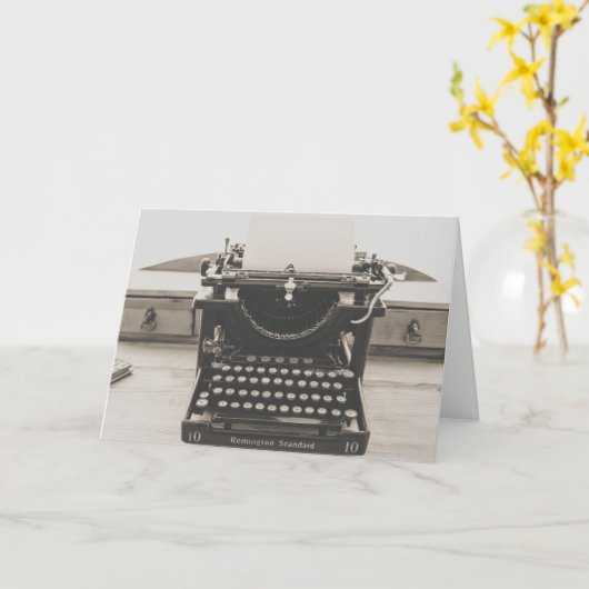 VERJAARDEKAARTEN MET OUDE SCHRIJFMACHINE KAART (Gele Bloem)