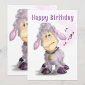 Verjaardenkaart Kleine Lamb met Bell (Voorkant / Achterkant)