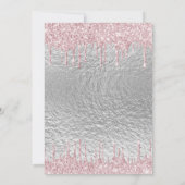 Verjaardfeest zilveren glitter druppelt metaal roz kaart (Achterkant)