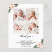 Verjaardingsaankondiging Dankkaart met Bloem Roze  (Achterkant)