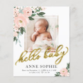 Verjaardingsaankondiging Dankkaart met Bloem Roze  (Voorkant)