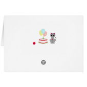 Verjaardkat, gebak en ballonnen op pastelkleurenka (Achterkant Horizontaal)