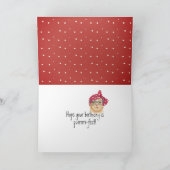 Verjaardkat met bril en rood boek kaart (Binnen)