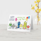 Verjaardskaart - een Gekke dag! Witte achtergrond Kaart (Gele Bloem)