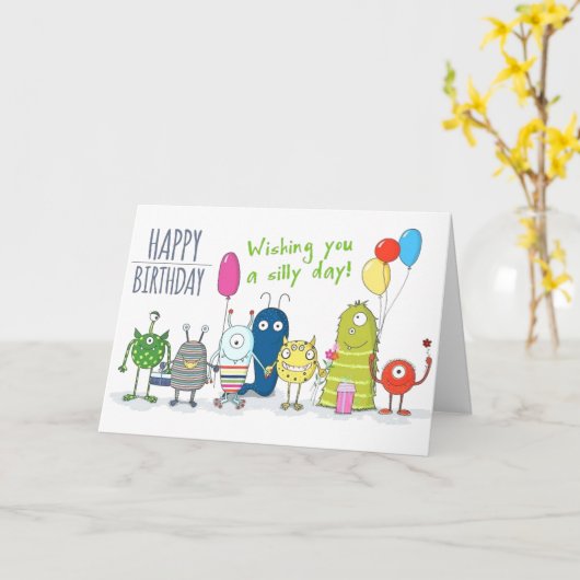 Verjaardskaart - een Gekke dag! Witte achtergrond Kaart (Gele Bloem)