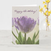 Verjaarkaart met bloemenkunst | Paars tulpenafbeel Kaart (Gele Bloem)