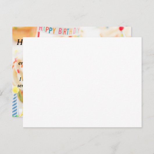 Verjaarkaart met cupcake-afbeelding en beste wense briefkaart (Voorkant / Achterkant)