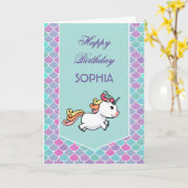 Verjaarkaart met eenhoorn- en zeemeerminnschaal kaart (Gele Bloem)