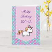 Verjaarkaart met eenhoorn- en zeemeerminnschaal kaart (Gele Bloem)