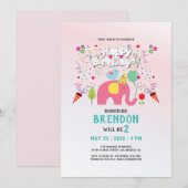 Verjaarkaart met olifant en vogel kaart (Voorkant / Achterkant)