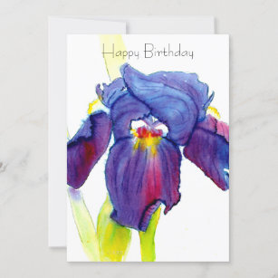 Verjaarkaart met Paarse Iris Bedankkaart