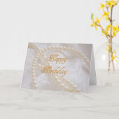 Verjaarkaart met parels kaart (Gele Bloem)