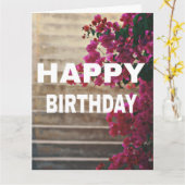 Verjaarkaart op het afbeelding van  roze rozen kaart (Gele Bloem)