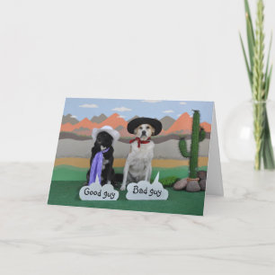 Verjaarkaart voor elke man, 2 honden in cowboy pet bedankkaart