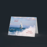 Verjaarkaart voor vader kaart<br><div class="desc">Een jacht die over de oceaan zeilt met spatterende golven. Een leuke verjaardagskaart voor een vader. Een kaart voor iedereen die van boten en de oceaan houdt. Het binnenbericht kan in uw vereisten worden veranderd.</div>