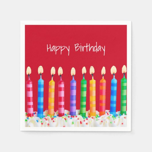 Verjaarskaarsen op rood servet (Voorkant)