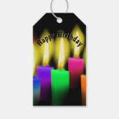 Verjaarskaarsen op zwart cadeaulabel (Voorkant)