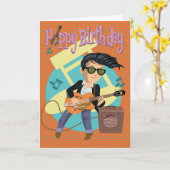 Verjaarskaart 50ties rock & roll kaart (Gele Bloem)