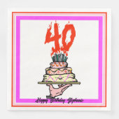 Verjaarskook in brand met 40 kaarsen servet (Voorkant)