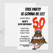 Verjaarskook in brand met Kaart van 50 kaarsen (Voorkant / Achterkant)