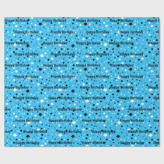 Verjaarsterren op Aqua Cadeaupapier (Vlak)