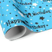 Verjaarsterren op Aqua Cadeaupapier (Rol Hoek)