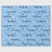 Verjaarsterren op blauw cadeaupapier (Vlak)