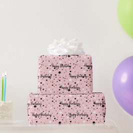 Verjaarsterren op blush roze cadeaupapier