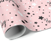 Verjaarsterren op blush roze cadeaupapier (Rol Hoek)