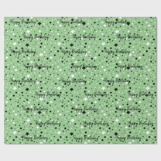 Verjaarsterren op groen cadeaupapier (Vlak)