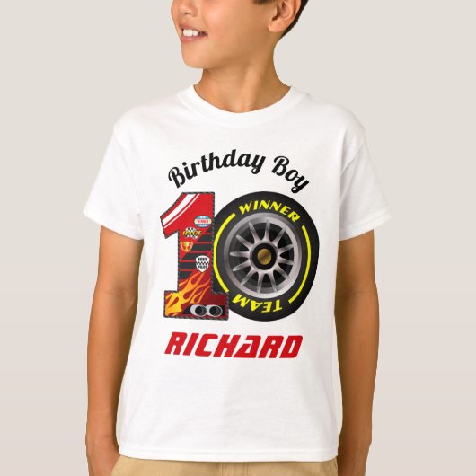Verjaarwagens 10, Racing Birthday Tiende T-shirt (Voorkant)