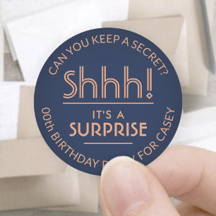 Verjaassurprise met stijl Koper & Marineblauw Ronde Sticker