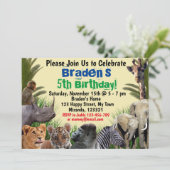 Verjaringsuitnodiging voor Oerwouden van Safari Kaart (Staand voorkant)