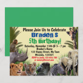 Verjaringsuitnodiging voor Oerwouden van Safari Kaart (Voorkant / Achterkant)