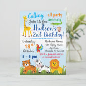 Verjaringsuitnodiging voor Oerwouden van Safari Kaart (Staand voorkant)