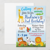 Verjaringsuitnodiging voor Oerwouden van Safari Kaart (Voorkant / Achterkant)