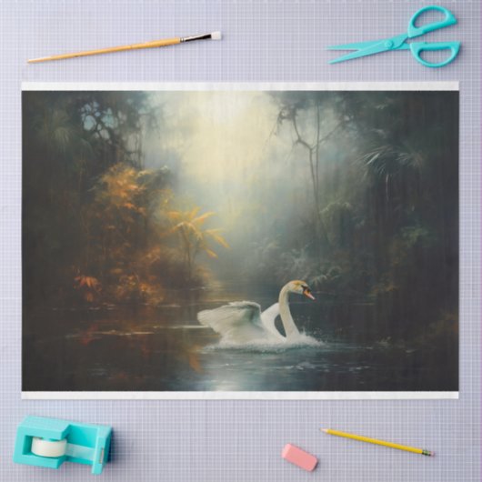 Verjonging Een Zwaan In De Waterontkoppeling Tissuepapier (Craft)