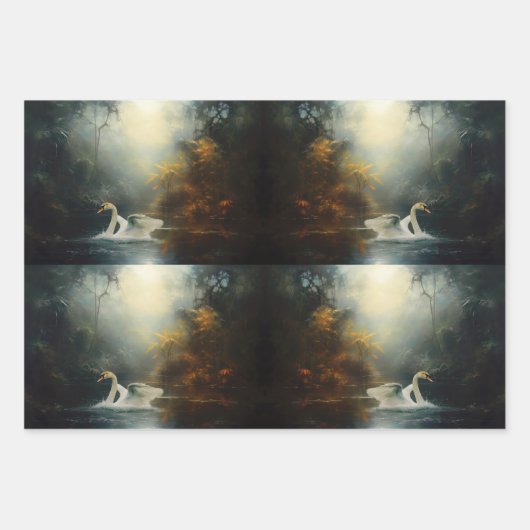 Verjonging Een Zwaan In Het Water Decoupage Papier Inpakpapier Vel (Voorkant 3)