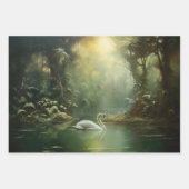 Verjonging twee zwaan in het water ontkoppelingspa inpakpapier vel (Voorkant 2)