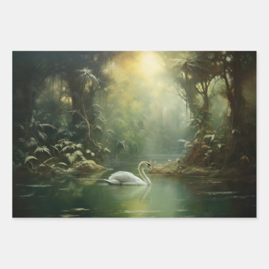 Verjonging twee zwaan in het water ontkoppelingspa inpakpapier vel (Voorkant 2)