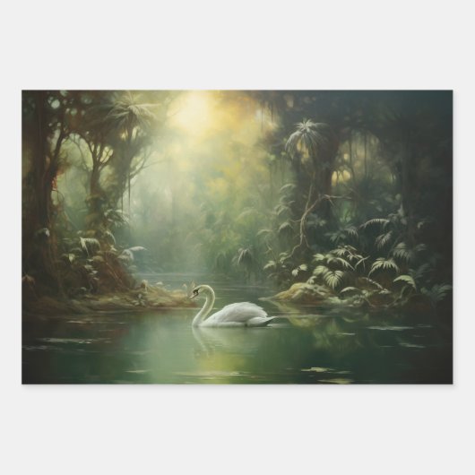 Verjonging twee zwaan in het water ontkoppelingspa inpakpapier vel (Voorkant)