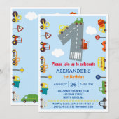 Verkeer 1e verjaardag uitnodiging (Voorkant / Achterkant)