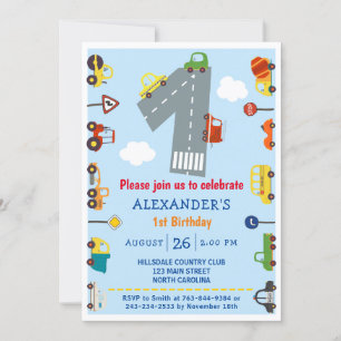 Verkeer 1e verjaardag uitnodiging
