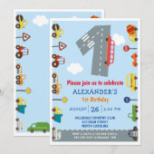 Verkeer 1e verjaardag van de uitnodiging van de au (Voorkant / Achterkant)