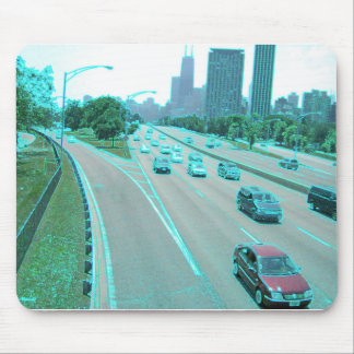Verkeer in Chicago in gekleurd folie Muismat