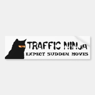 Verkeer Ninja Cat verwacht plotselinge bewegingen Bumpersticker