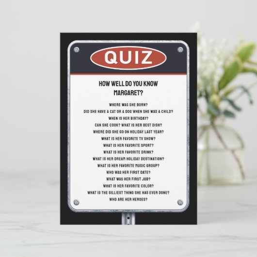 Verkeer thema Party Quiz Party met teken Kaart (Staand voorkant)