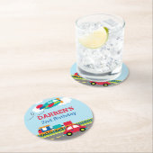 Verkeer-/voertuigbakken op zaterdag ronde kartonnen onderzetter (Insitu)